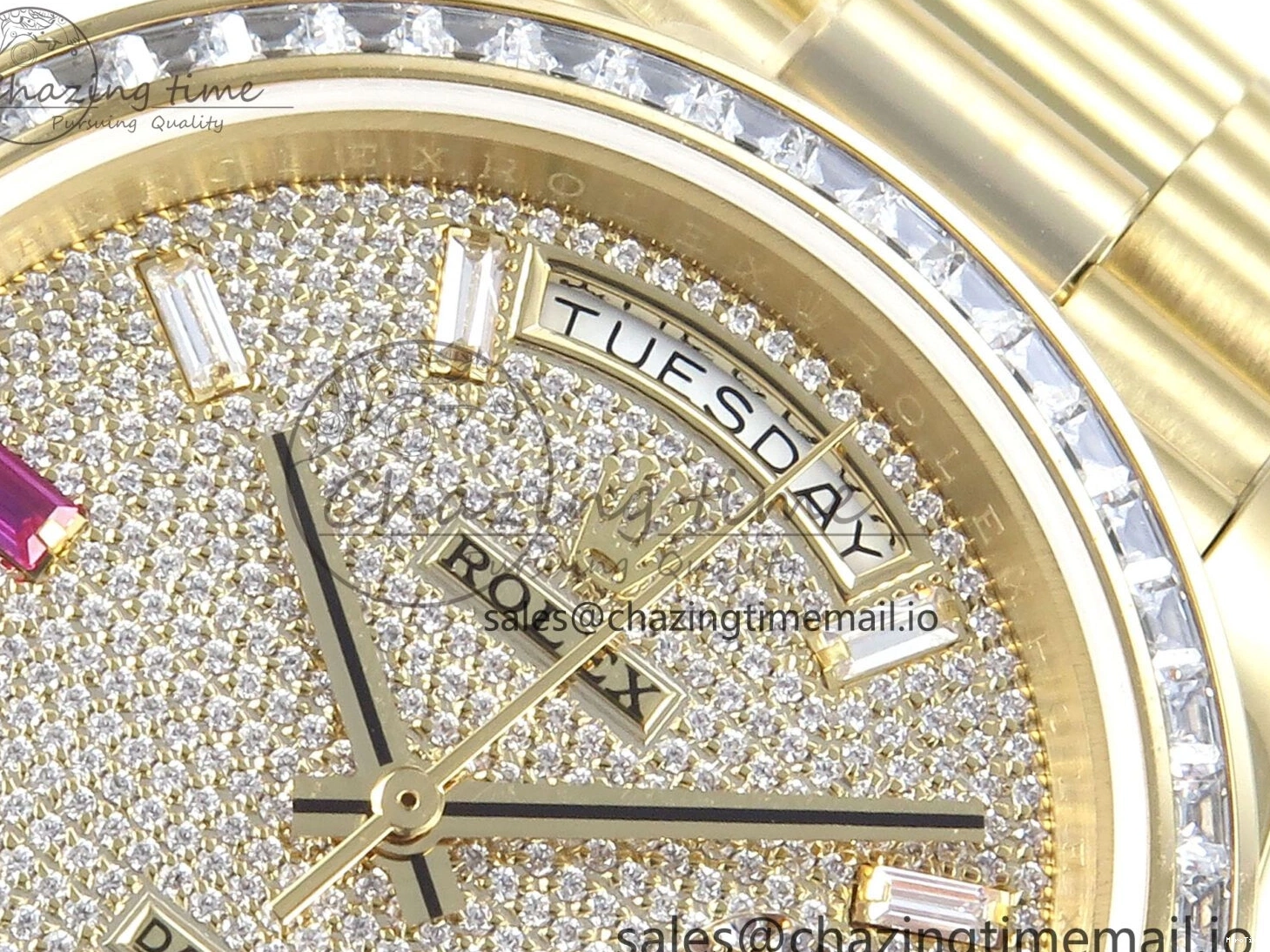 MiroTime 0314 DayDate 40 YG QF 1:1 Best Edition Pink Diamonds Dial Diamonds Bezel on President Bracelet A2836 V5 (Gain Weight) ZipUp 488
